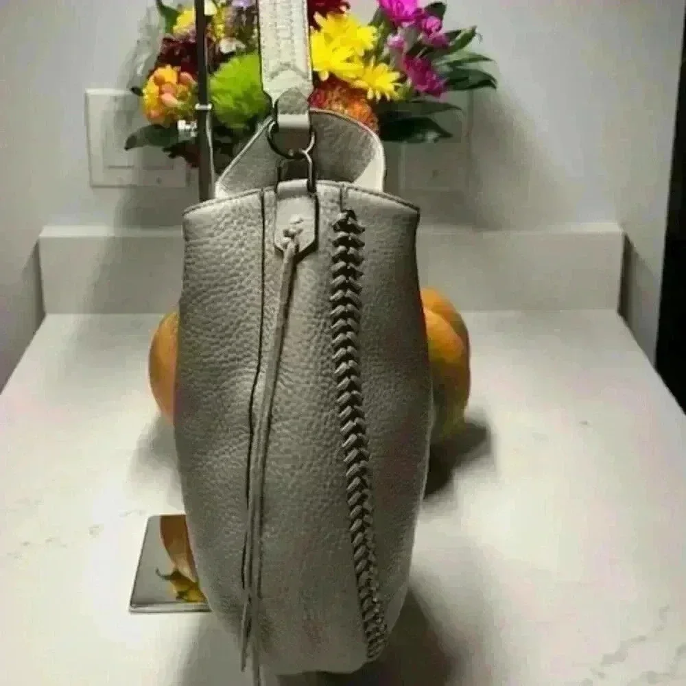 Rebecca Minkoff Gray Pebbled Leather Shoulder Hobo Bag - Picture 6 of 13